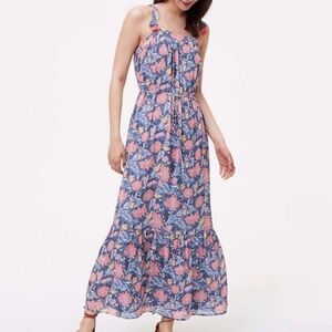 Floral Maxi Dress with Pink and Blue Pattern